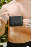 COMME DES GARÇONS EMBOSSED ROOTS POUCH WALLET BLACK