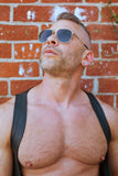 TOM OF FINLAND SUNGLASSES GOLD WITH BLACK LENSES