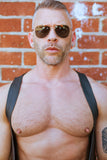 TOM OF FINLAND SUNGLASSES GOLD WITH BLACK LENSES