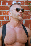 TOM OF FINLAND SUNGLASSES GOLD WITH BLACK LENSES