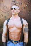 TOM OF FINLAND SUNGLASSES GOLD WITH BLACK LENSES