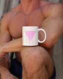 Pink triangle mug in white