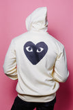 Comme des Garçons PLAY Hooded Sweatshirt with Big Hearts - Ivory