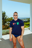 COMME des GARÇONS PLAY 3 HEARTS NAVY T-SHIRT