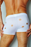 WE ARE SPASTOR WHITE BOXER BRIEF W/ HOLES