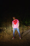 COMME des GARÇONS PLAY LARGE RED HEART T-SHIRT PINK