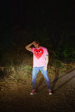 COMME des GARÇONS PLAY LARGE RED HEART T-SHIRT PINK