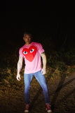 COMME des GARÇONS PLAY LARGE RED HEART T-SHIRT PINK