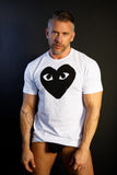 COMME des GARÇONS PLAY BLACK HEART ON WHITE TEE