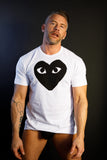 COMME des GARÇONS PLAY BLACK HEART ON WHITE TEE