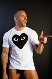 COMME des GARÇONS PLAY BLACK HEART ON WHITE TEE