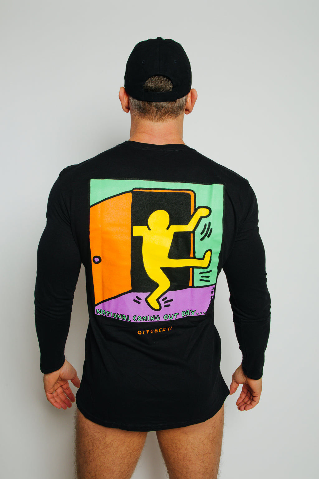 Keith Haring National Coming Out Day Long Sleeve Tee - Black