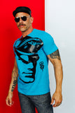 TOM OF FINLAND x WE ARE SPASTOR BIKER HEAD TEE - SEA BLUE