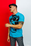 TOM OF FINLAND x WE ARE SPASTOR BIKER HEAD TEE - SEA BLUE