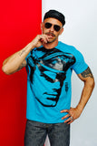 TOM OF FINLAND x WE ARE SPASTOR BIKER HEAD TEE - SEA BLUE