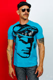 TOM OF FINLAND x WE ARE SPASTOR BIKER HEAD TEE - SEA BLUE