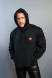 COMME des GARÇONS PLAY HOODIE BLACK w. RED HEART