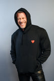 COMME des GARÇONS PLAY HOODIE BLACK w. RED HEART