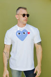 COMME des GARÇONS PLAY BLUE HEART/ SMALL RED HEART TEE