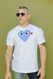 COMME des GARÇONS PLAY BLUE HEART/ SMALL RED HEART TEE