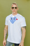 COMME des GARÇONS PLAY BLUE HEART/ SMALL RED HEART TEE