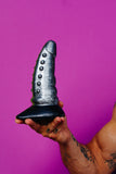 Creature Cocks Beastly Tapered Bumpy Silicone Dildo 8.25in - Silver/Black