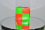 COMME DES GARÇONS FLUO SQUARES ZIP WALLET PINK / GREEN