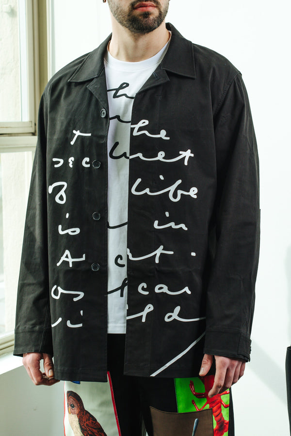 JW ANDERSON x OSCAR WILDE QUOTE PRINT RELAXED FIT OVERSHIRT