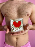 Keith Haring Red Pattern Heart Candle