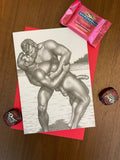 Tom of Finland Gay Valentines Card Naked Kiss