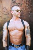 TOM OF FINLAND SUNGLASSES GOLD WITH BLACK LENSES