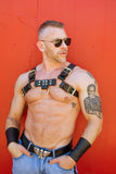 TOM OF FINLAND SUNGLASSES SILVER WITH BLACK LENSES