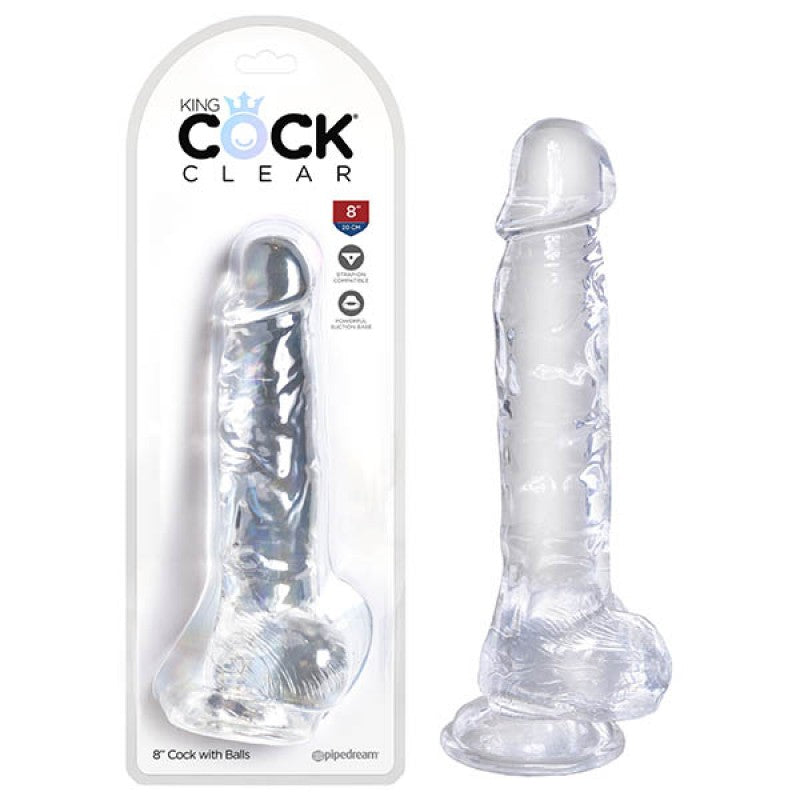 King Cock Clear 8 Inch Cock with Balls