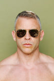 TOM OF FINLAND SUNGLASSES GOLD WITH BLACK LENSES