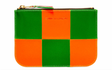 COMME DES GARÇONS FLUO SQUARES ZIP WALLET ORANGE / GREEN