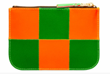 COMME DES GARÇONS FLUO SQUARES ZIP WALLET ORANGE / GREEN