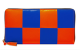 COMME DES GARÇONS FLUO SQUARES ZIP WALLET ORANGE / BLUE