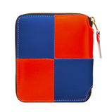 COMME DES GARÇONS FLUO SQUARES ZIP WALLET ORANGE / BLUE