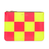 COMME DES GARÇONS FLUO SQUARES ZIP WALLET PINK / YELLOW