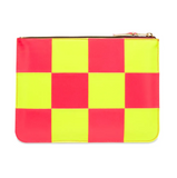 COMME DES GARÇONS FLUO SQUARES ZIP WALLET PINK / YELLOW