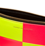 COMME DES GARÇONS FLUO SQUARES ZIP WALLET PINK / YELLOW