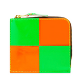 COMME DES GARÇONS FLUO SQUARES ZIP WALLET PINK / GREEN