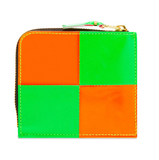 COMME DES GARÇONS FLUO SQUARES ZIP WALLET PINK / GREEN