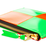 COMME DES GARÇONS FLUO SQUARES ZIP WALLET PINK / GREEN