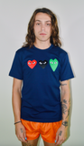 COMME des GARÇONS PLAY 3 HEARTS NAVY T-SHIRT