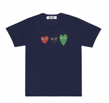 COMME des GARÇONS PLAY 3 HEARTS NAVY T-SHIRT