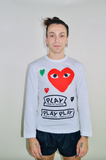 COMME des GARÇONS PLAY Red Heart WHITE LONG SLEEVE T-SHIRT