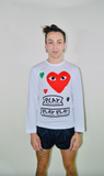 COMME des GARÇONS PLAY Red Heart WHITE LONG SLEEVE T-SHIRT