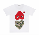 COMME des GARÇONS PLAY Camo & Red Heart WHITE T-SHIRT