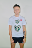 COMME des GARÇONS PLAY CAMO DOUBLE HEART WHITE T-SHIRT